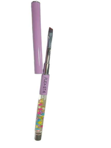 Flex Gel Brush - BABY PURPLE Clear candy Handle with Cap - Straight ST6
