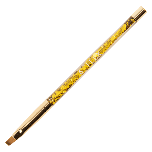 Flex Gel Brush Clear Handle W / Gold Glitter - #6 Straight