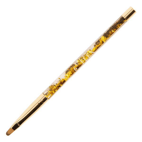 Flex Gel Brush Clear Handle W/ Gold Glitter - #6 Curve?