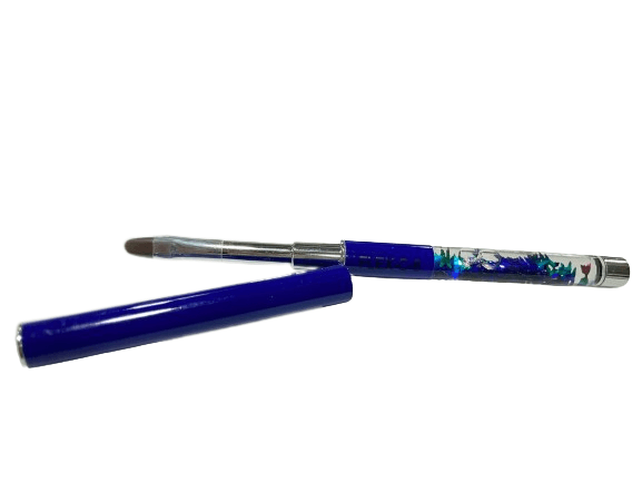 Flex Gel Brush - DARK BLUE Clear Butterfly Handle with Cap - Curve C8