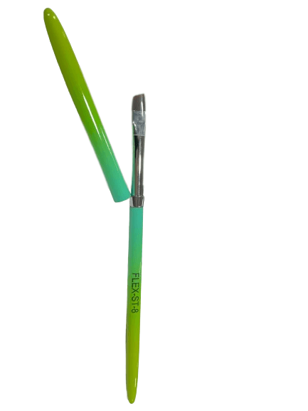 Flex Gel Brush - GREEN Handle with Cap - Straight ST8?