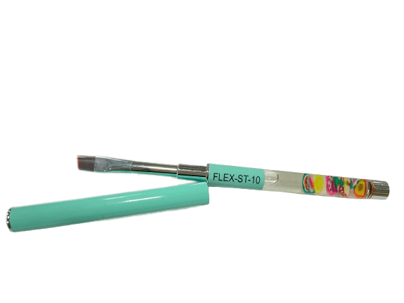 Flex Gel Brush - BABY GREEN CLEAR Fruit Handle with Cap - Straight ST10?