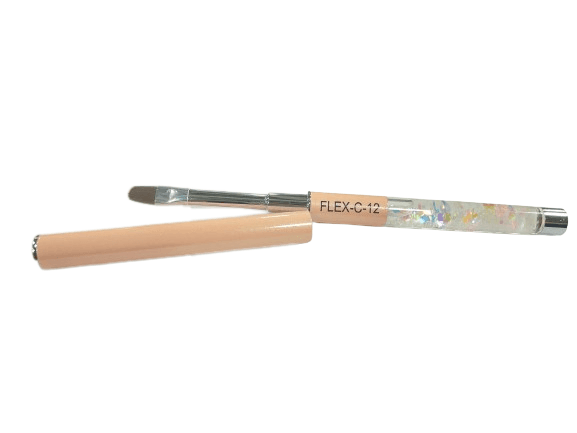 Flex Gel Brush - BABY PINK CLEAR Shell Handle with Cap - Curve C12?