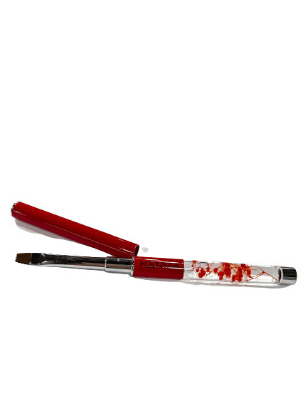 Flex Gel Brush - RED CLEAR Flower Handle with Cap - Straight ST8?