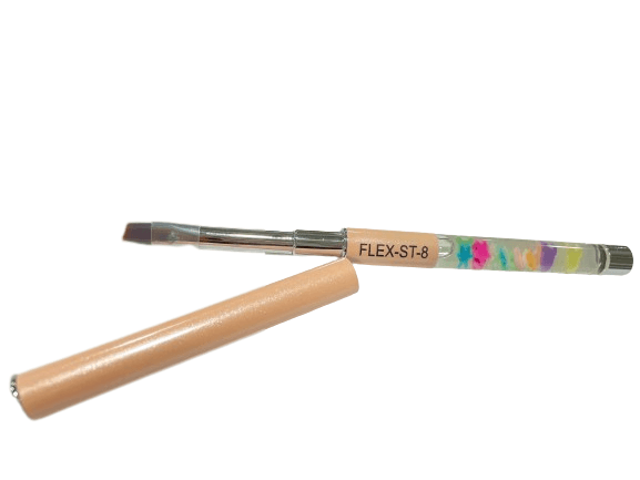 Flex Gel Brush - BABY PINK CLEAR Shell Handle with Cap - Straight ST8