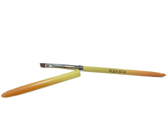 Flex Gel Brush - YELLOW ORANGE Handle with Cap - Straight ST6?