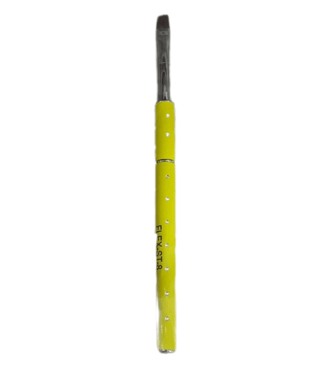 Flex Gel Brush - YELLOW White Dotting Handle - Straight ST8?