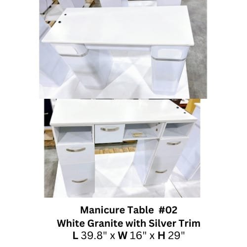 Manicure Table 02 White Granite