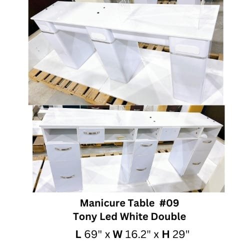 Manicure Table 09 Tony Led White Double